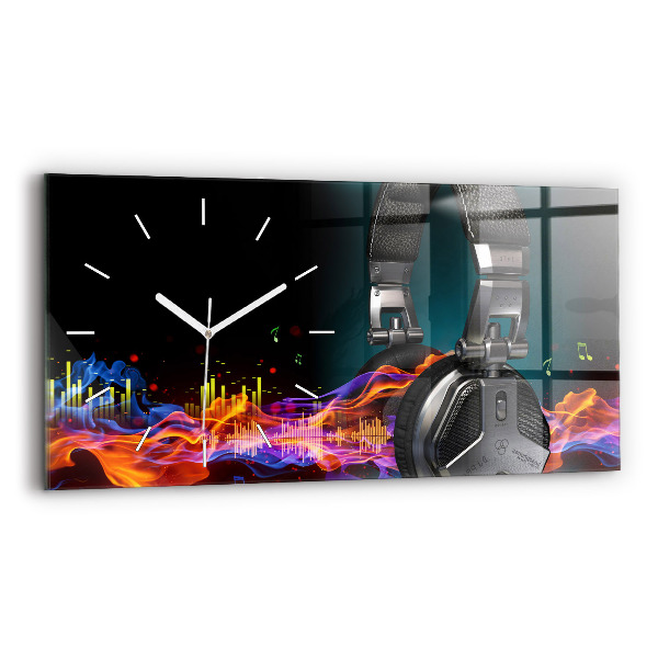 Reloj horizontal Auriculares y ondas sonoras