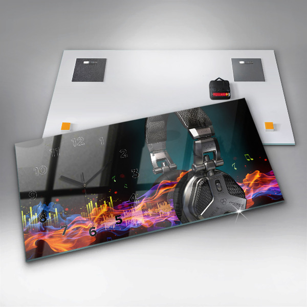 Reloj horizontal Auriculares y ondas sonoras