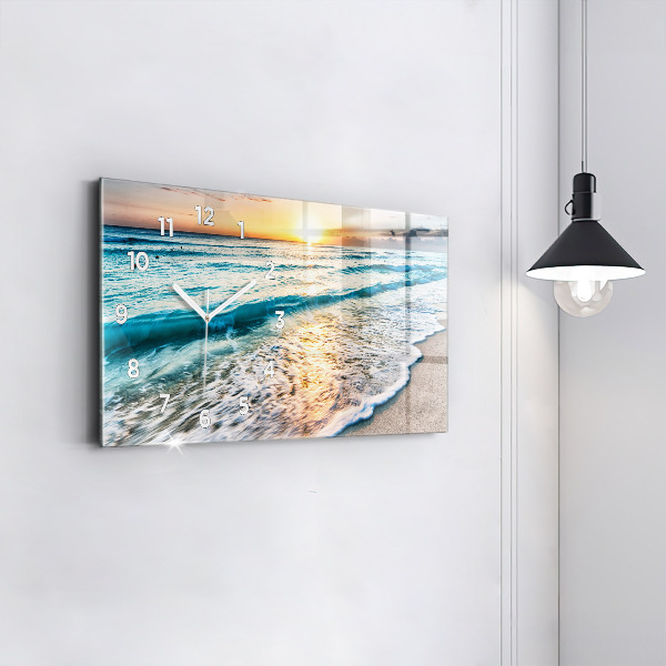 Reloj de cristal horizontal Playa, mar y arena