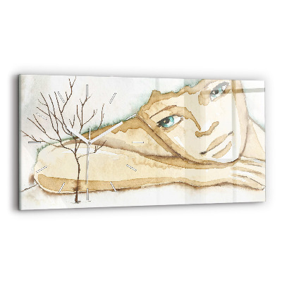 Reloj de cristal horizontal Retrato de mujer