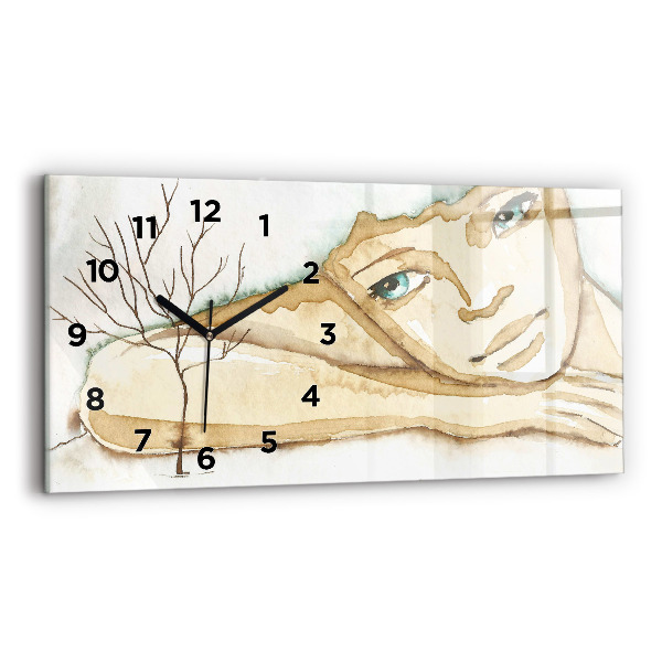 Reloj de cristal horizontal Retrato de mujer