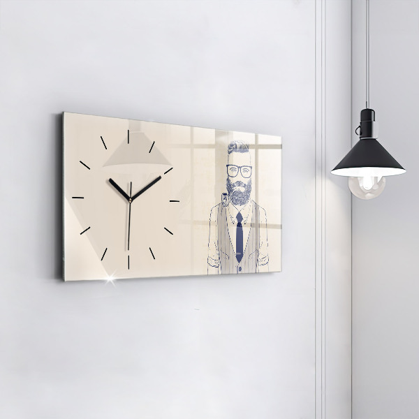 Reloj de cristal horizontal Hombre con barba y pipa