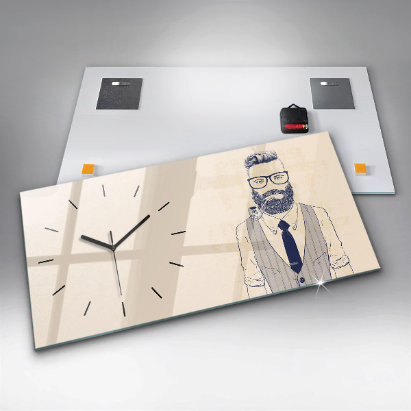 Reloj de cristal horizontal Hombre con barba y pipa