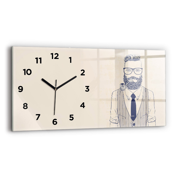 Reloj de cristal horizontal Hombre con barba y pipa