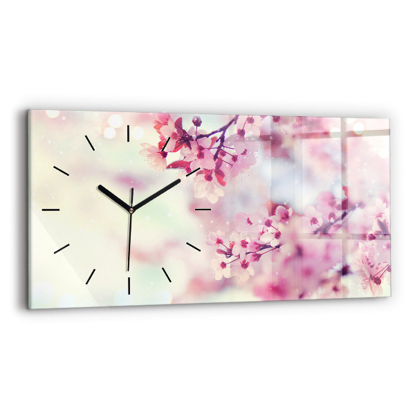 Reloj de cristal horizontal Flores primavera