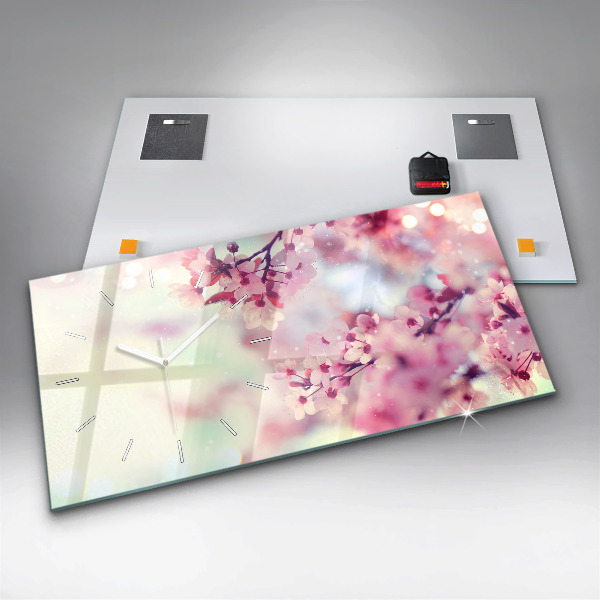 Reloj de cristal horizontal Flores primavera