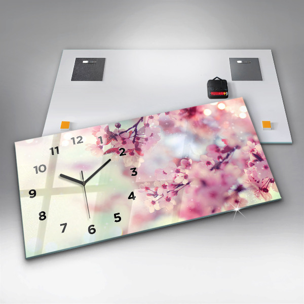 Reloj de cristal horizontal Flores primavera