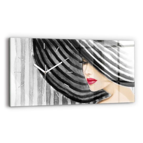 Reloj de cristal horizontal Mujer en blanco y negro