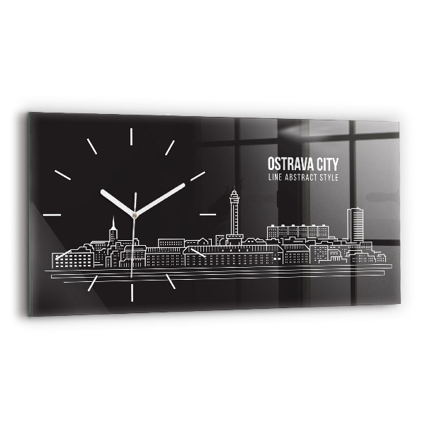 Reloj de cristal horizontal Dibujo de la ciudad de Ostrava