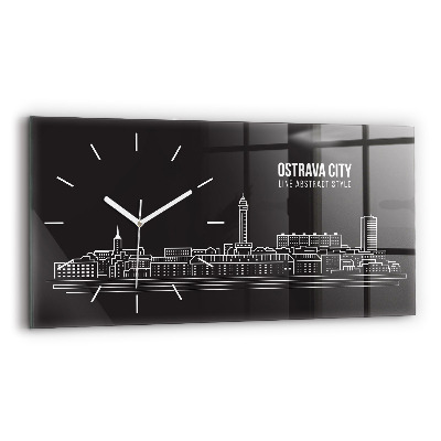 Reloj de cristal horizontal Dibujo de la ciudad de Ostrava