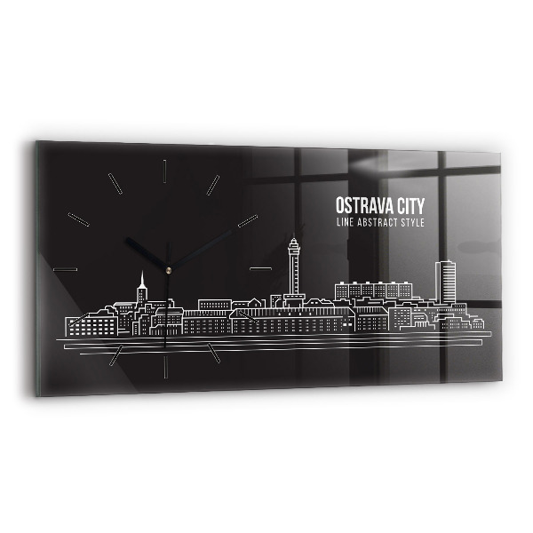 Reloj de cristal horizontal Dibujo de la ciudad de Ostrava