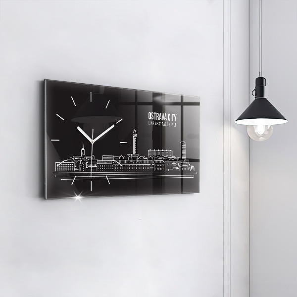 Reloj de cristal horizontal Dibujo de la ciudad de Ostrava