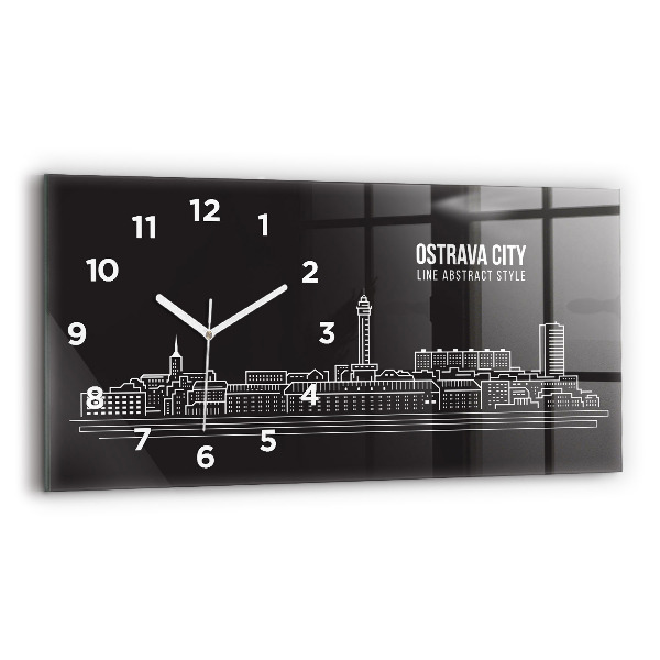 Reloj de cristal horizontal Dibujo de la ciudad de Ostrava