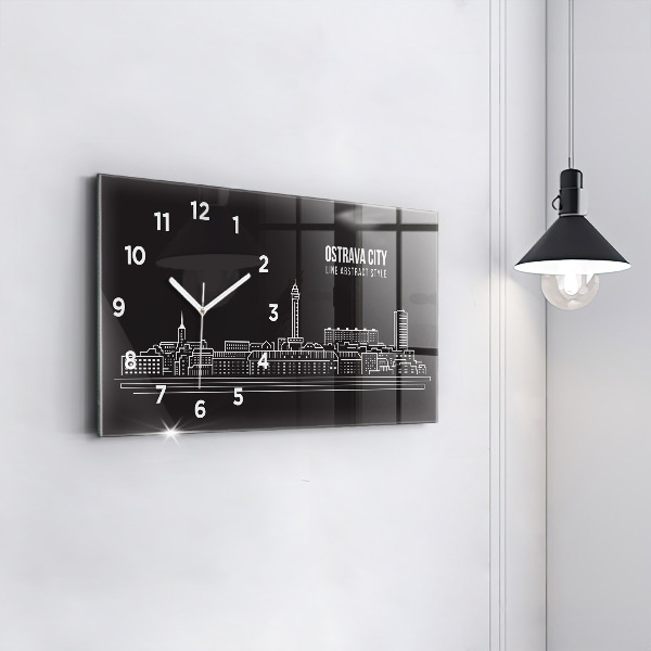 Reloj de cristal horizontal Dibujo de la ciudad de Ostrava
