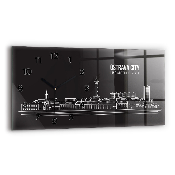 Reloj de cristal horizontal Dibujo de la ciudad de Ostrava