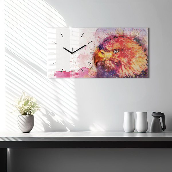 Reloj de cristal horizontal Fondo de acuarela de un águila