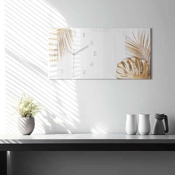 Reloj de cristal horizontal Hojas tropicales