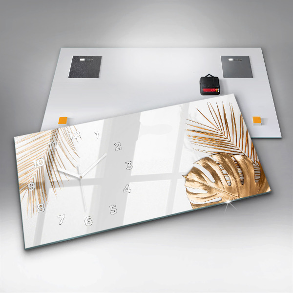 Reloj de cristal horizontal Hojas tropicales