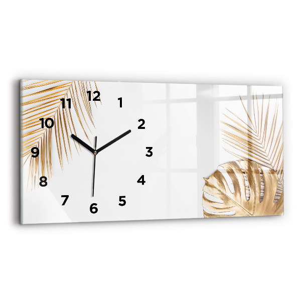 Reloj de cristal horizontal Hojas tropicales