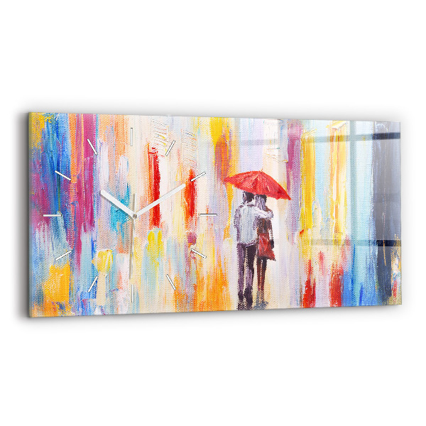 Reloj horizontal Pareja bajo la lluvia