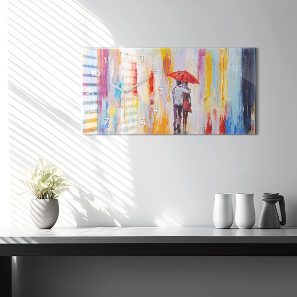 Reloj horizontal Pareja bajo la lluvia