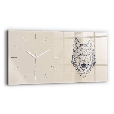 Reloj de cristal horizontal Cabeza de lobo