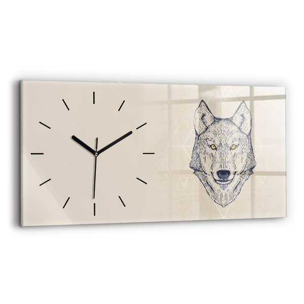 Reloj de cristal horizontal Cabeza de lobo