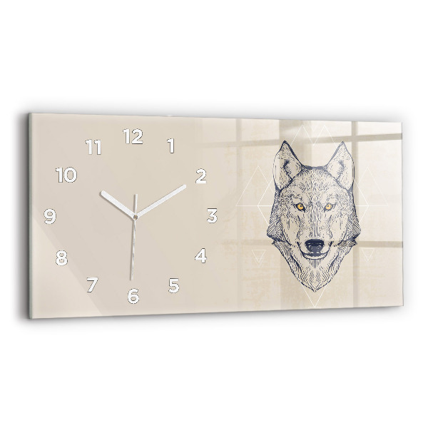 Reloj de cristal horizontal Cabeza de lobo