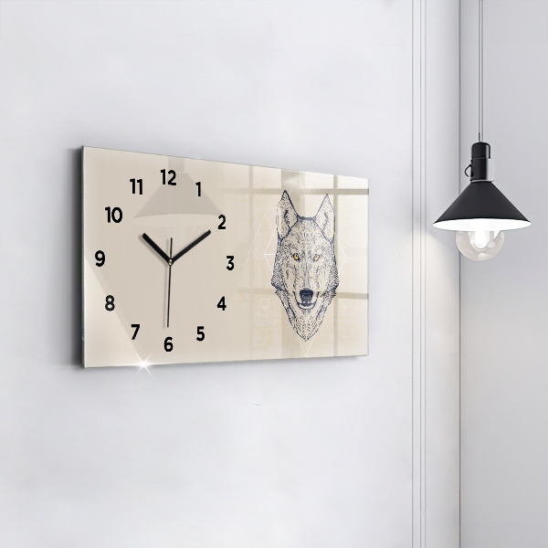 Reloj de cristal horizontal Cabeza de lobo