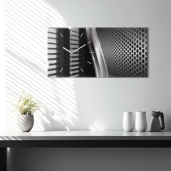 Reloj de cristal horizontal Abstracción de metal negro