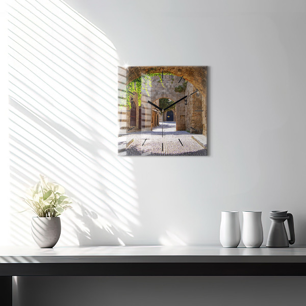 Reloj de pared cuadrado Pintoresca calle de Rodas