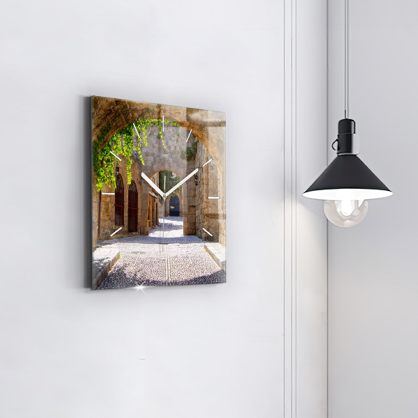 Reloj de pared cuadrado Pintoresca calle de Rodas