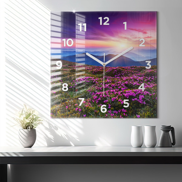 Reloj de pared cuadrado Flores al amanecer