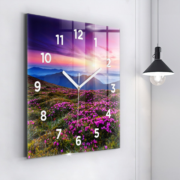 Reloj de pared cuadrado Flores al amanecer