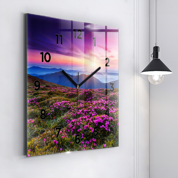 Reloj de pared cuadrado Flores al amanecer