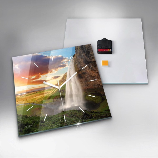 Reloj de pared cuadrado Cascada en Islandia