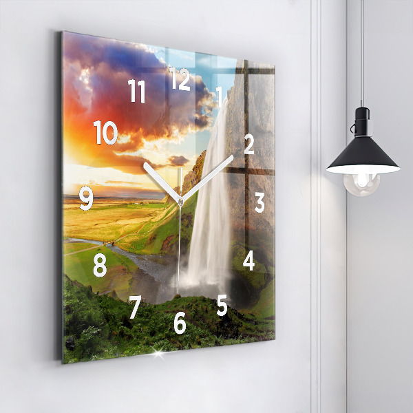 Reloj de pared cuadrado Cascada en Islandia