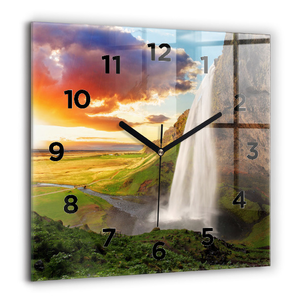 Reloj de pared cuadrado Cascada en Islandia