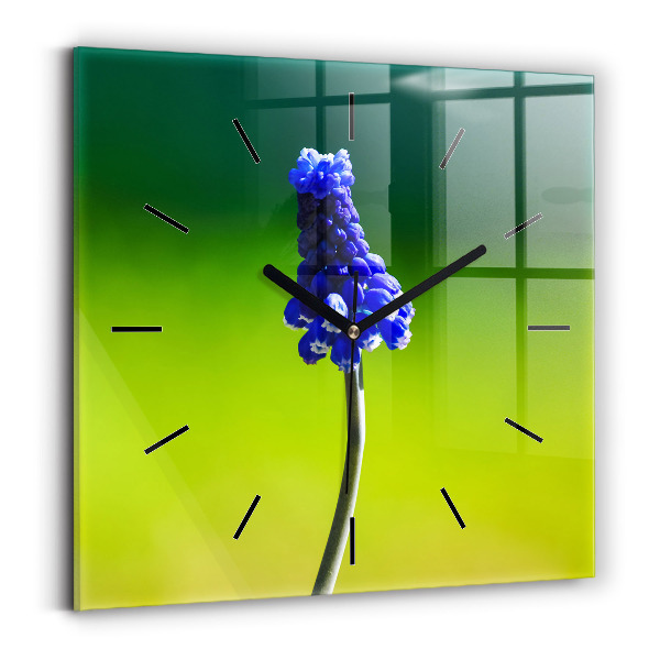Reloj cuadrado Flores azules