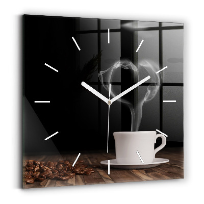 Reloj cuadrado Taza de café caliente