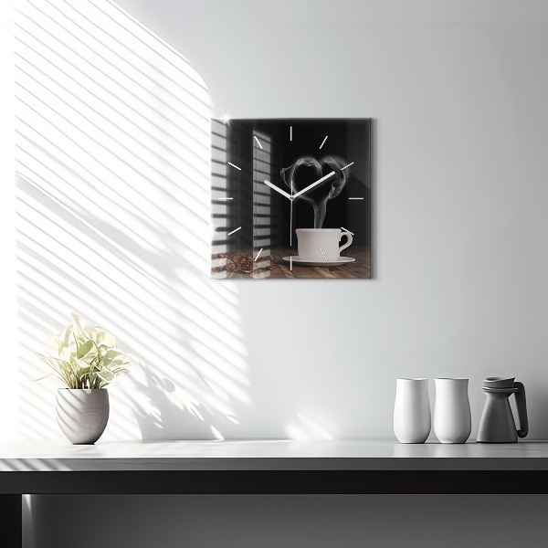 Reloj cuadrado Taza de café caliente