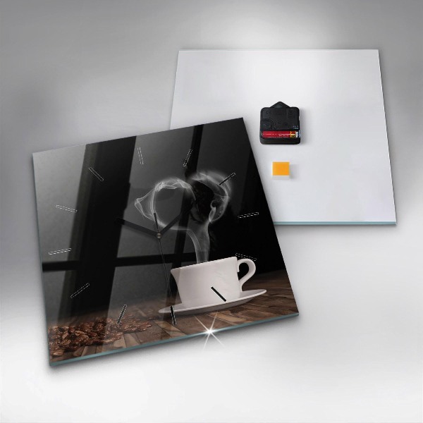 Reloj cuadrado Taza de café caliente