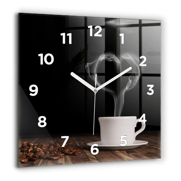 Reloj cuadrado Taza de café caliente