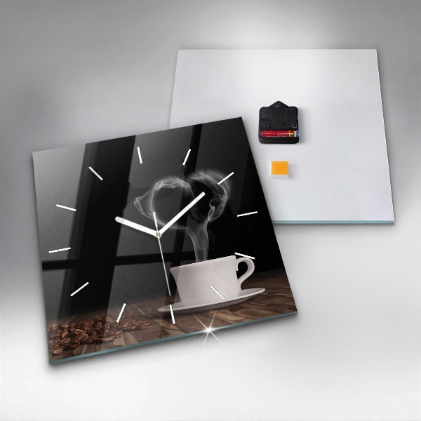 Reloj cuadrado Taza de café caliente