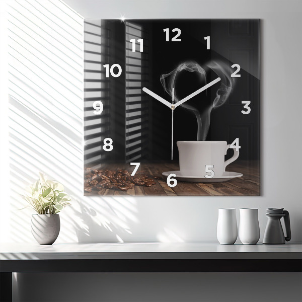Reloj cuadrado Taza de café caliente