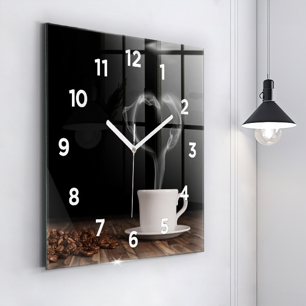 Reloj cuadrado Taza de café caliente