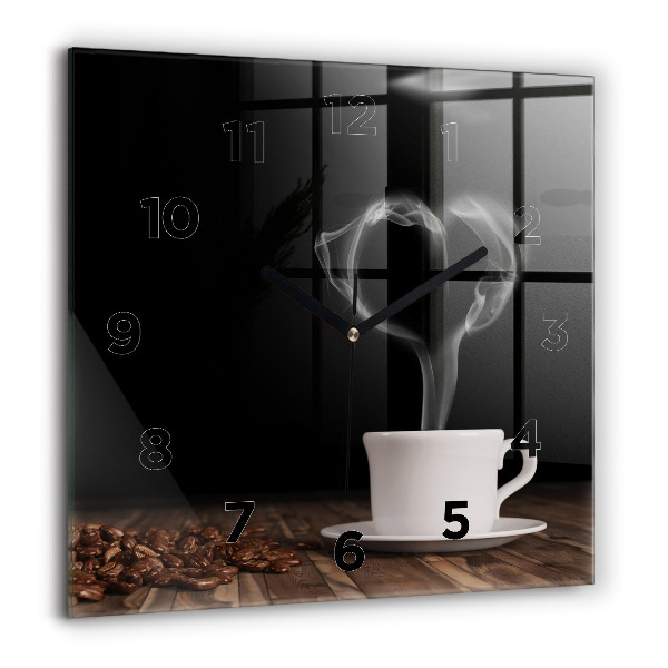 Reloj cuadrado Taza de café caliente