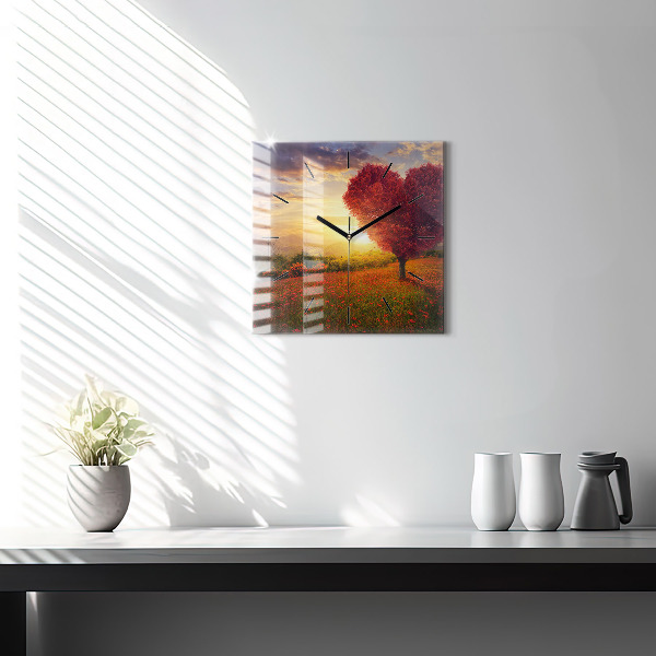 Reloj cuadrado Árbol corazón de amor