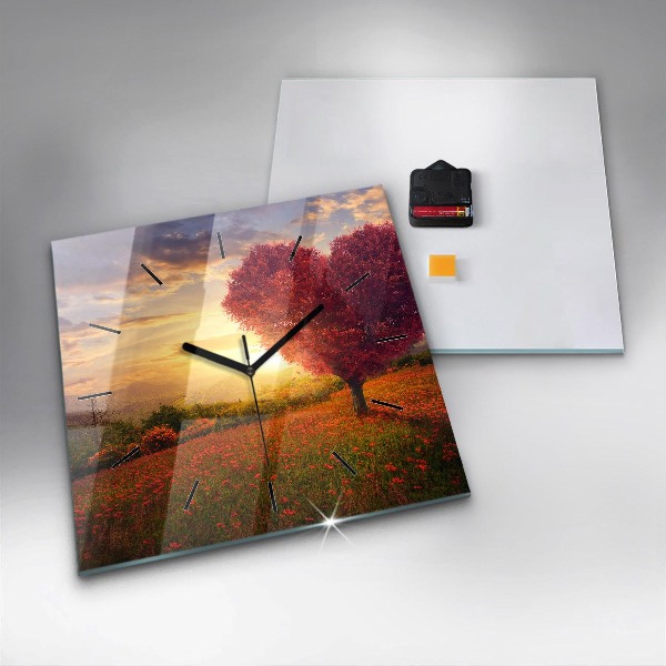 Reloj cuadrado Árbol corazón de amor