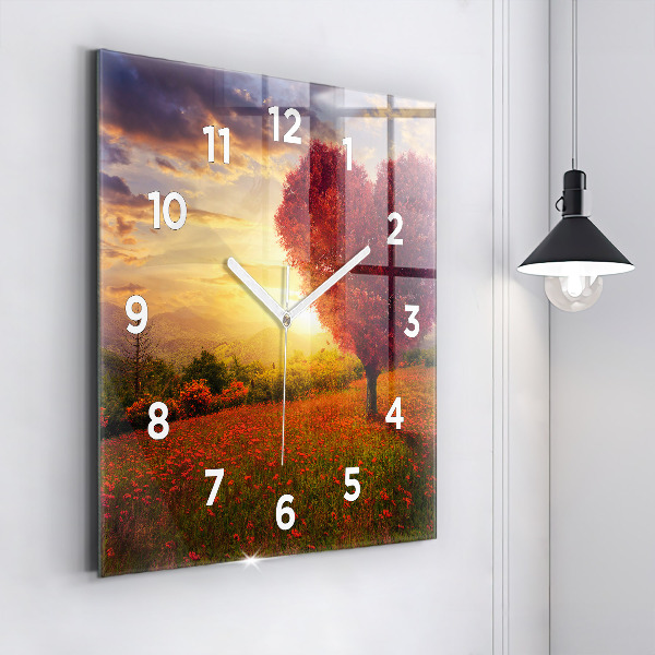 Reloj cuadrado Árbol corazón de amor